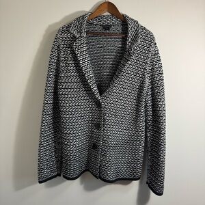 Ann Taylor Women's Black and White Knit Jacket Size XL